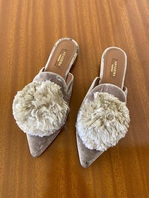 Aquazzura powder puff celvet mules size 36 EU