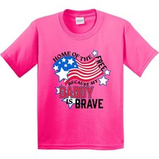 Inktastic Home Of The Free Because My Daddy Is Brave Youth T-Shirt Memorial Day