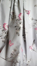 DUNELM Lovely Pair of Light Grey/Pink Bird Thermal Lined Curtains 66 x 72" Drop