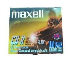 Maxell CD-R74 CD Recordable, 650 Megabyte 74 Minute 1 pack of 10 pcs. NEW