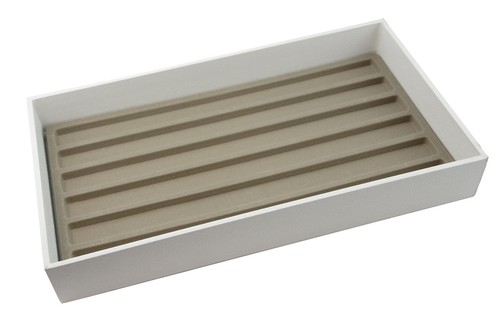 Large White 2 Inch Deep Wooden Display Tray with Choice of Grey Insert - Picture 2 of 15