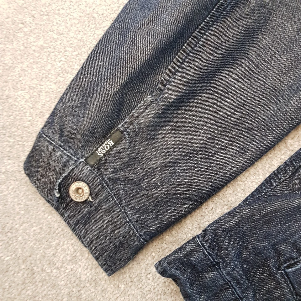 Hugo Boss Mens Jacket Medium Blue Denim Chore Utility Worker Field Sack Frisco - Image 3 of 4