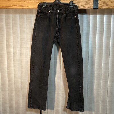 Levis 501 Jeans Mens 33x34 Black 333 Factory 2004 Button Fly Denim