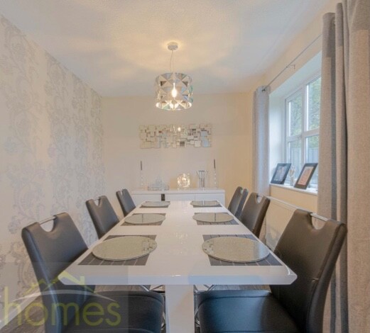 DFS white gloss extending table with chairs UK