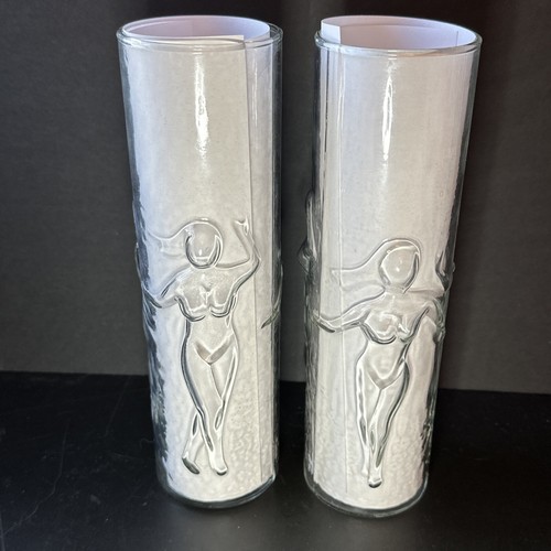 VTG Art Deco Glasses Libbey Nude La Femme Naked Dancing Women Glasses Pair 9" - Picture 3 of 6
