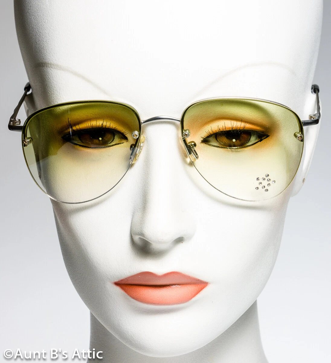 Sunglasses Novelty Aviator Style Frameless Glasses W/ Decorative Stone Accent 