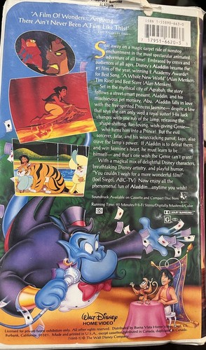 Walt Disney's Aladdin (VHS, 1993) Movie for Kids - Picture 2 of 3