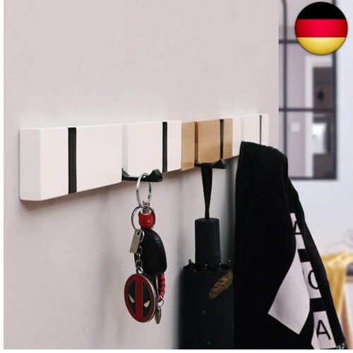 Hakenleiste Holz Kleiderhaken Klappbar Garderobenleiste Wand Garderobenhaken - Bild 3 von 13