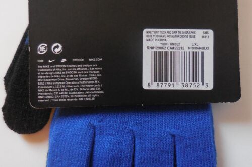 Nike Knitted Tech & Grip Gloves 2.0 YOUTH Blue Void/Game Royal/Turq Blue L/XL - Picture 4 of 5