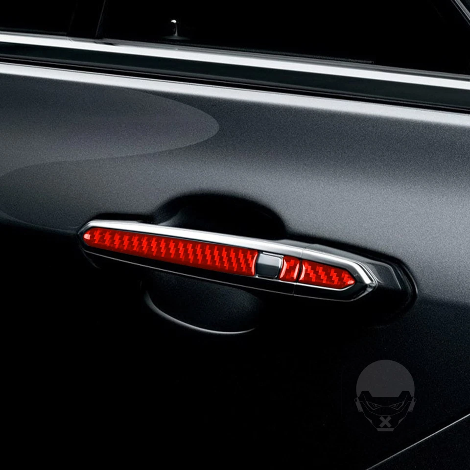 12x molduras de manija de puerta exterior para Cadillac ATS 2013-2019 rojo fibra de carbono Foto 2 de 4