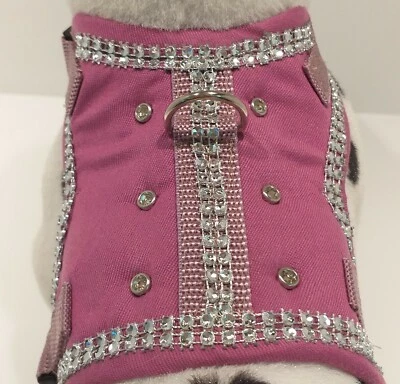 MASI DOGSDESIGN Softgeschirr Brustgeschirr Hundegeschirr XS-M Welpen Chihuahua Strass rosa