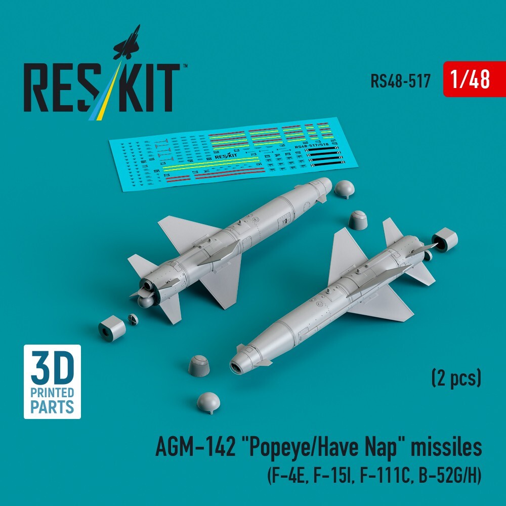 1/48 AGM-142 Popeye/Have Nap Missiles x2 F-4E F-15I F-111C B-52 ResKit RS48-0517