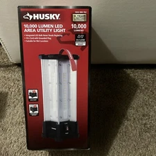 Husky Utility LED Work Light 10,000-Lumen with Grounded Outlet USB Port Portable