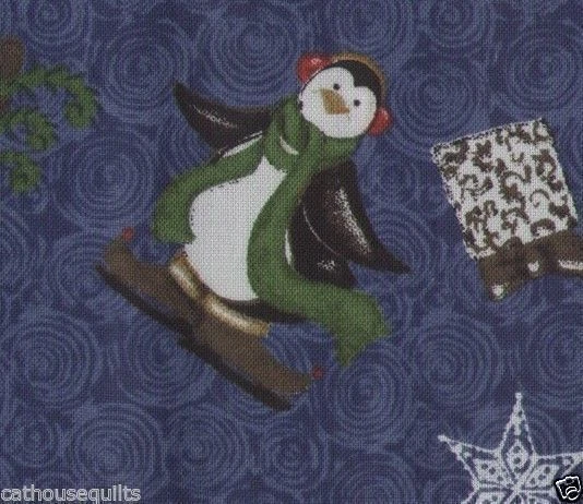 Tela de edredón de pingüinos pompones de Navidad - 1 yarda Foto 3 de 4