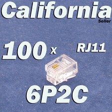 100 X RJ11 Plug 6P2C Phone Modular Telephone Cord Connector Adapter Crimp RJ 11