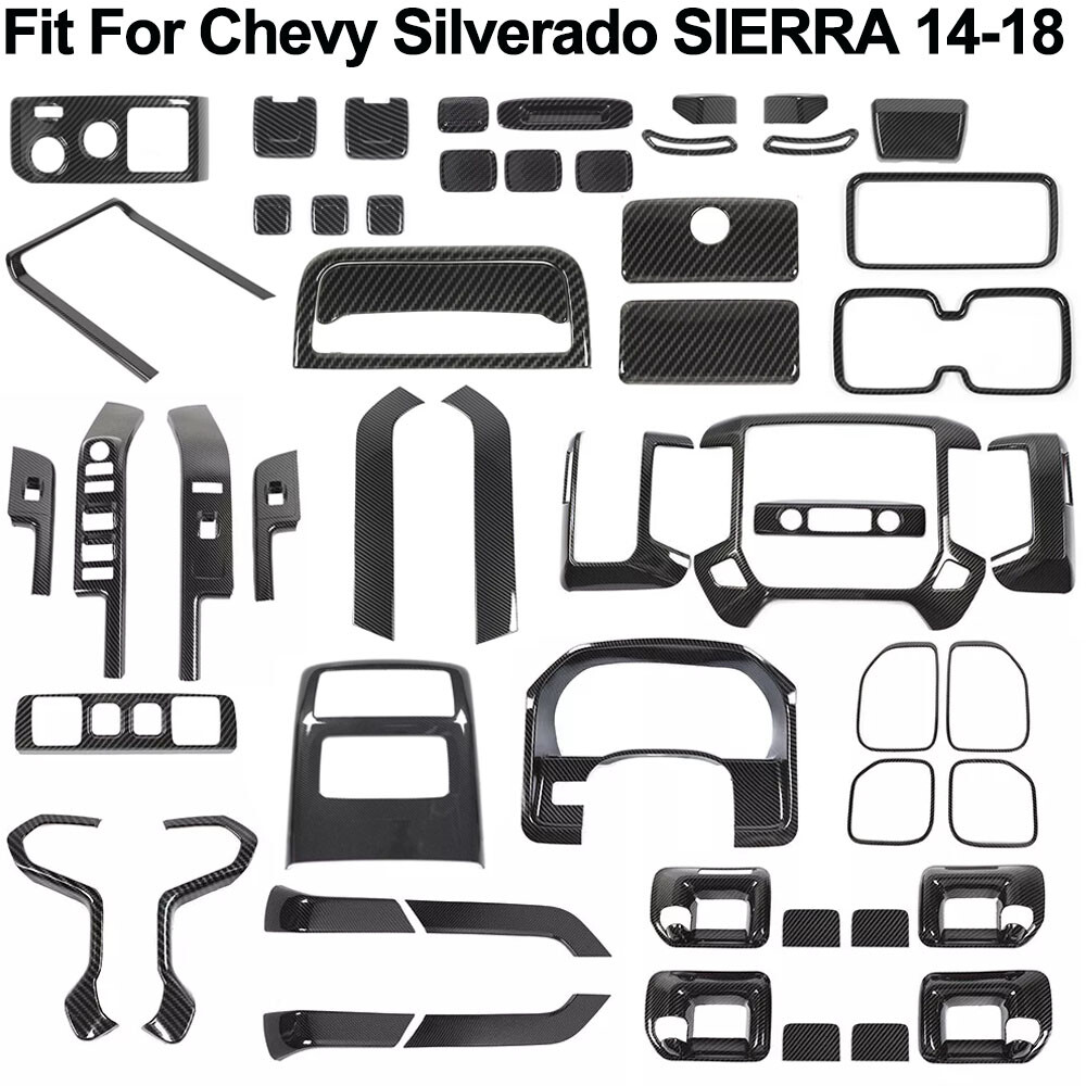 Interior Center Conosle Trims Covers Decor For Chevy Silverado SIERRA 2014-2018