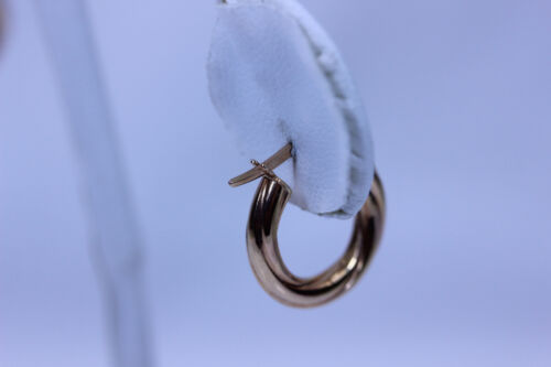 Beautiful 8K Rose Gold Small Twisted Hoop Earrings 0.5"- 13526 - Picture 5 of 6