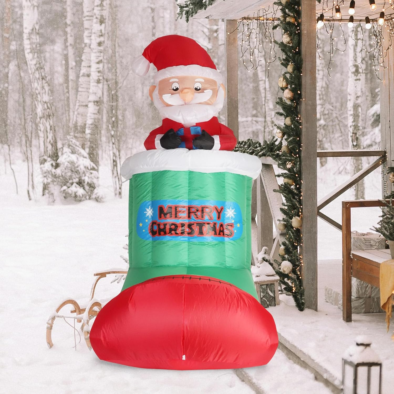 6Ft Christmas Inflatable Santa Claus – Outdoor Decorations with Built-In Leds, B