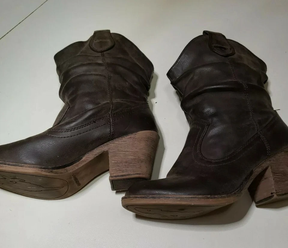 RocketDog Brown Heeled Pull On Cowboy Western High Ankle Boots Size 6.5 M  - Image 2 of 4