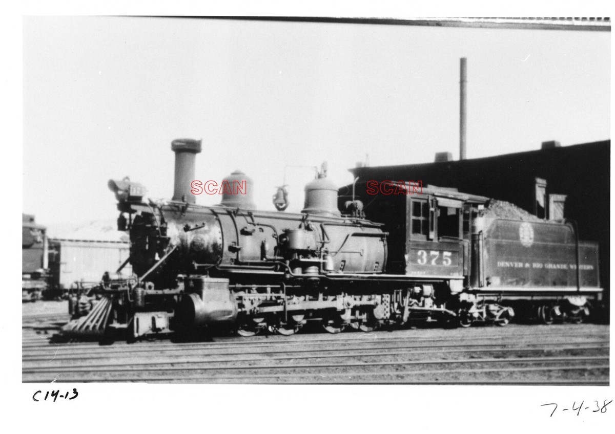 25AA373 RP 1938/1980s DENVER RIO GRANDE RAILROAD 2-8-0 LOCO #375