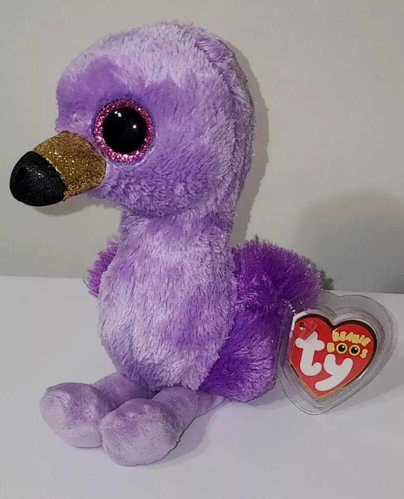 Ty Beanie Boos FIFI the Purple Black Gold Flamingo 6