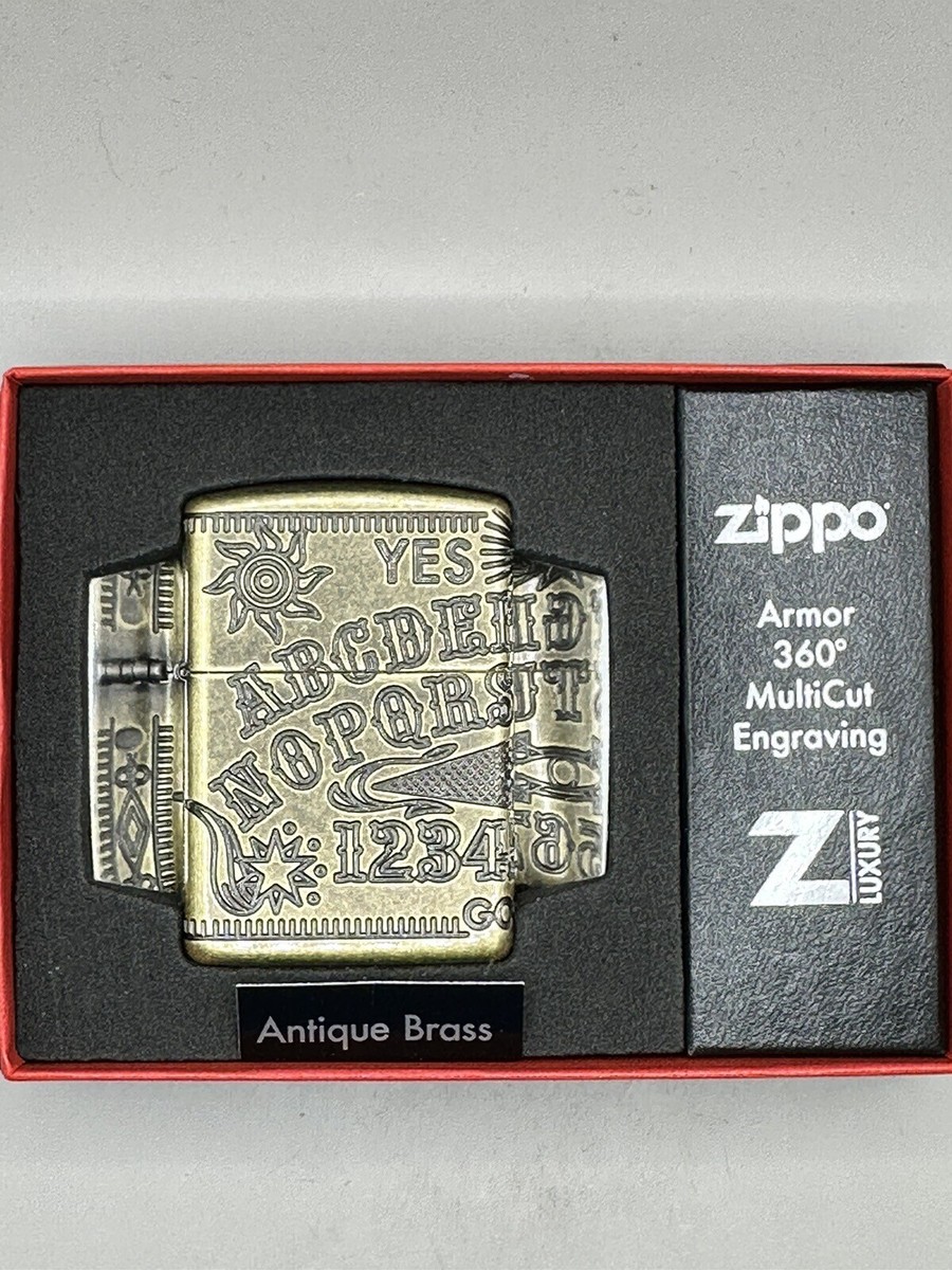 Ouija Board MultiCut Engraved Antique Brass Armor Zippo Lighter
