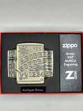Ouija Board MultiCut Engraved Antique Brass Armor Zippo Lighter NEW 49001