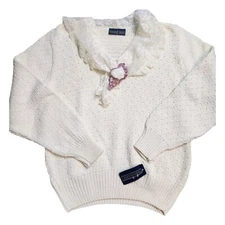 Vintage Herman Geist Sweater Large Knit Lace Collar Grandmacore Cottage Prairie