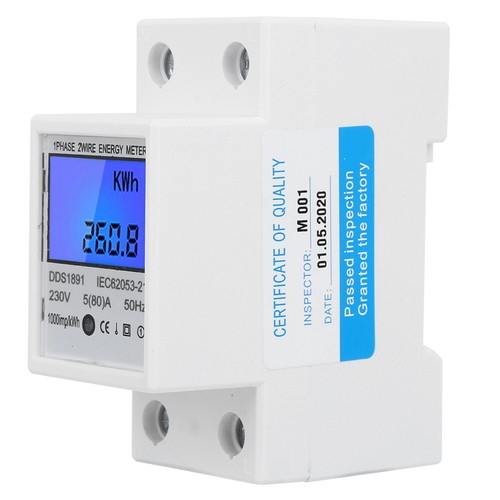 230V Din Rail Single Phase LCD Digital Power Consumption Energy