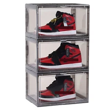 4X Magnetic Drop Side Shoe Box Stackable Shoes Sneaker Storage Container For AJ