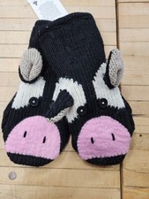 Cow Wool Mittens, Fleece-Lined Novelty Winter Gloves