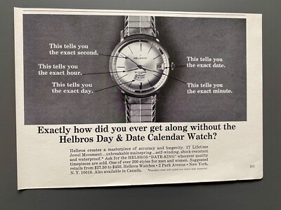 Helbros Date-King Original 1966 Vintage Watch Advert Uhr Werbung Reklame