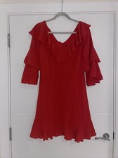 Very Red Ruffle Sleeve Dress Size 12 Summer Casual Light Stylish Fashion Work St