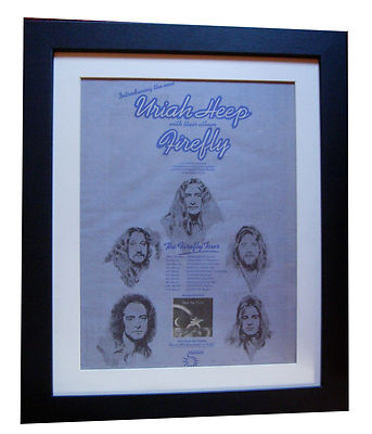 URIAH HEEP+Firefly+TOUR+POSTER+AD+RARE ORIGINAL 1977+FRAMED+EXPRESS WORLD SHIP