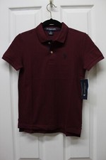U.S. Polo Assn. Boys Pique Short Sleeve Polo Shirt-Maroon Banner-Medium 8 -NWT