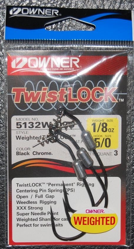 Owner 5132W-025 WEIGHTED TWISTLOCK 3X w/ Centering Pin - Size 5/0 Hook ...