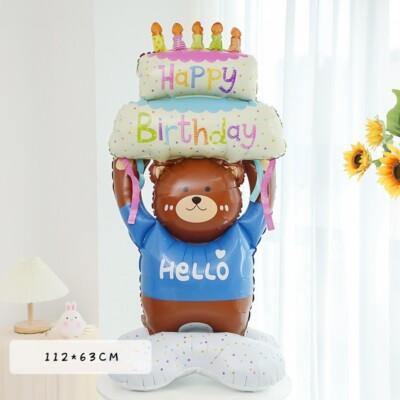 Huge Cute Standing Teddy Bear Balloon Birthday Party Decoration Self Seal
