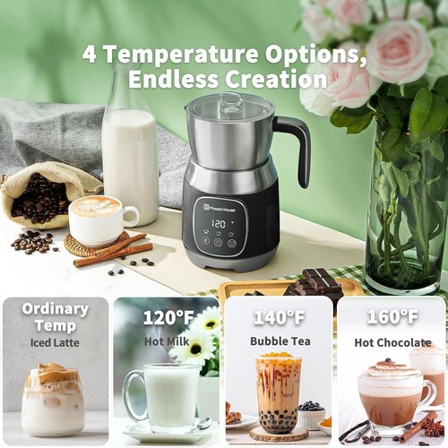 Electric Milk Frother & Steamer with 4 Temp Settings for Latte & Hot Chocolate - Picture 5 of 10