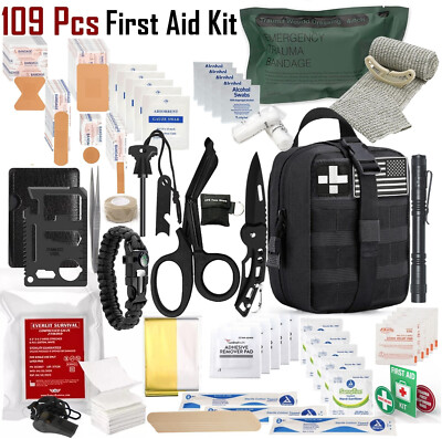 Survival Medical Bag First Aid Kit 109-Piece Emergency Car Auto Outdoor Travel