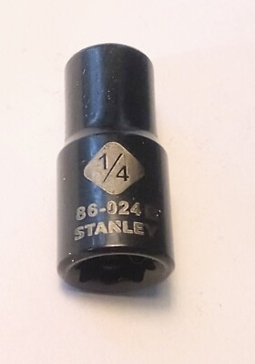 #ad Stanley 1 4quot; x 1 4quot; Standard Socket 86 024B Black Chrome 6 Pt Free USA Shipping $9.96