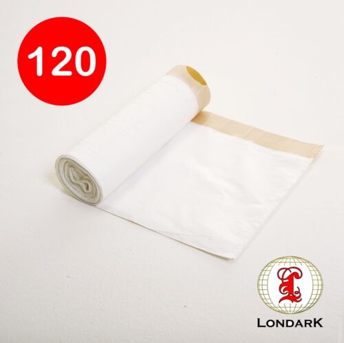 120 Drawstring Bin Liners Refuse Waste Sack bag (Medium: 70cm x 55cm) White - Picture 2 of 5