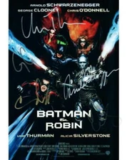 Schwarzenegger Clooney Thurman Silverstone +1 autographed signed 8x10 Pic + COA