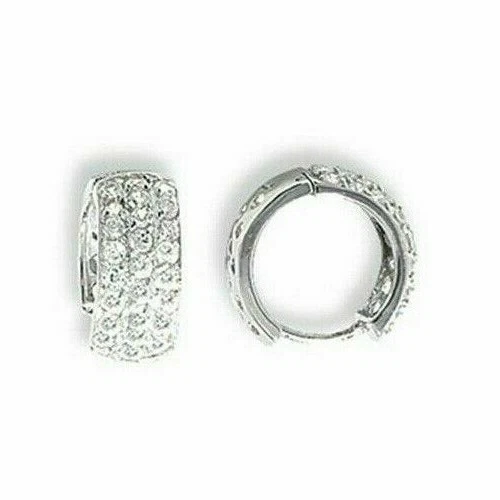 Da Uomo Stretto Cerchio Orecchino Zircone Cubico Argento Sterling Massiccio Uomo - Immagine 3 di 3