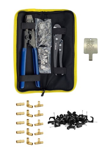 PEX Cinch Crimp Tool, Pex Fitting ,Cutter,J-Hook Clamps, SS Clamps inCanvas Bag