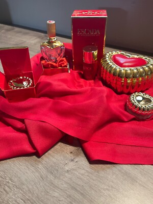 Escada von Margaretha Ley ,alte Parfümflasche, Herzdosen und Puderdose