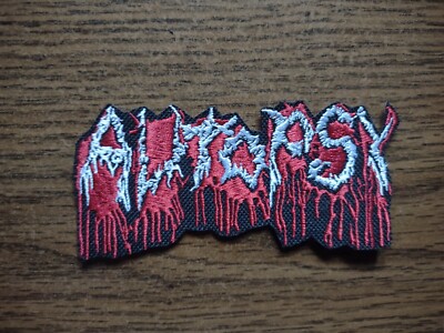 AUTOPSY,IRON ON RED WITH WHITE EMBROIDERED PATCH