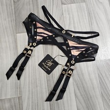 Honey Birdette Betty Tiger Animal Print Suspender Garter Belt Size XS