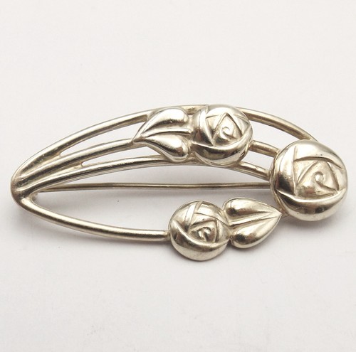 Vintage sterling silver brooch Mackintosh Glasgow Rose shape Historic Originals - 第 4/7 張圖片