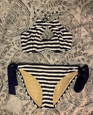 Pour Moi Bikini Underwire High Top UK 32DD Swimming Bottoms UK 14 US 8 Keyhole