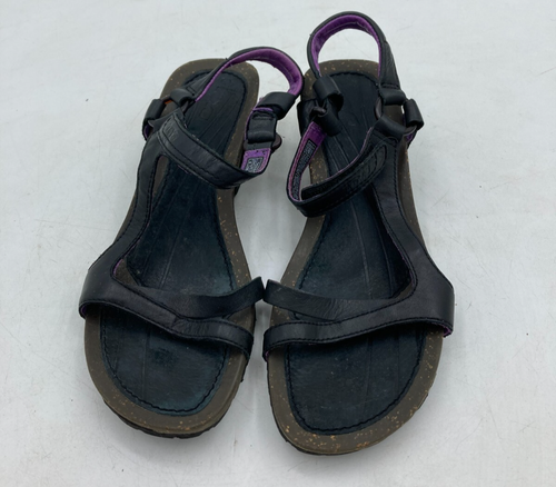 Teva Women's Size 8 Cabrillo Black Leather Wedge Sandals - Picture 4 of 7